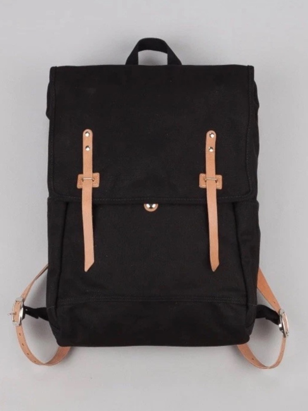 MAKR Large Black Canvas & Tan Leather Backpack 18x12 USA Farm Ruck Sack EUC